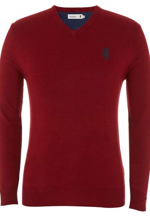 Original Mens PRINGLE Charleston V-neck Knit Cranberry Size Extra Large