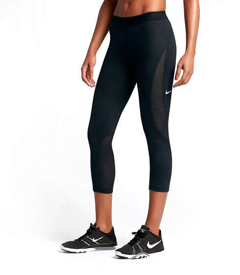 Original Womens NIKE PRO Hypercool Capri Pants Black/Platinum 831933 010 Size Large
