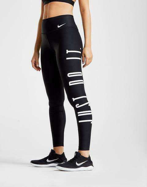 Original NIKE Womens POWER TRAINING  Just Do It Tights Black CJ5777 010 Size Medium