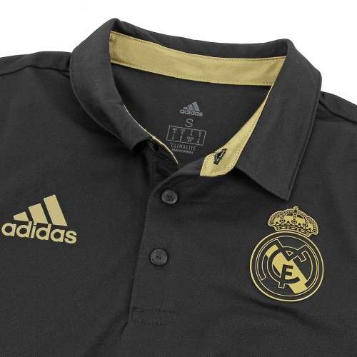 Original Men's adidas Real Madrid 2019-20 Polo Shirt Black Official Licensed DX7857 Size Large