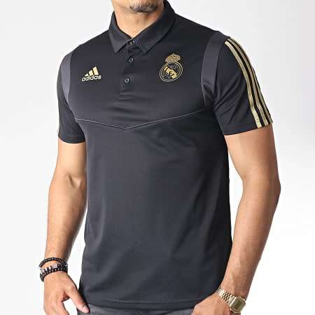 Original Men's adidas Real Madrid 2019-20 Polo Shirt Black Official Licensed DX7857 Size Large
