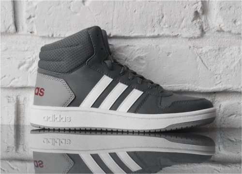Original Women's adidas Hoops 2.0 Mid Grey/ White EE6709 Size UK 5 (SA 5)