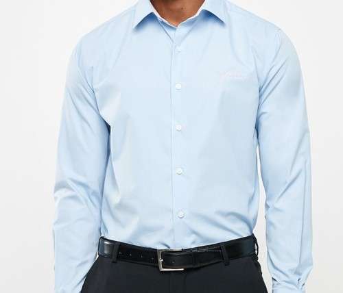 Original Mens PRINGLE MC Neill Long Sleeves Styled Fit 60% Cotton Cloud Blue Size Large