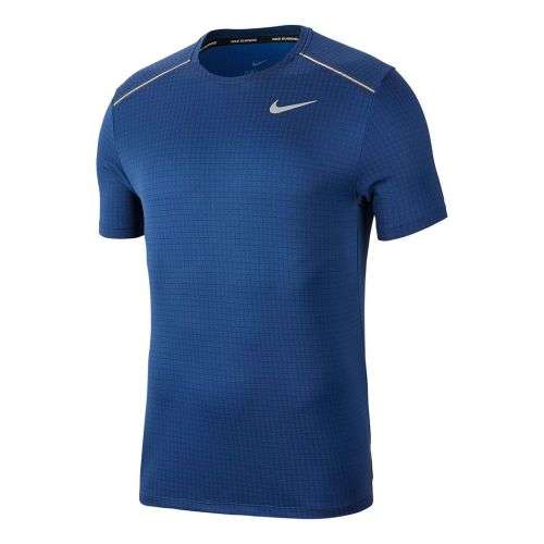 Original Nike DRI-FIT Short Sleeves Running Dry Miler Tech T Shirt Blue BV4699 438 Size Medium
