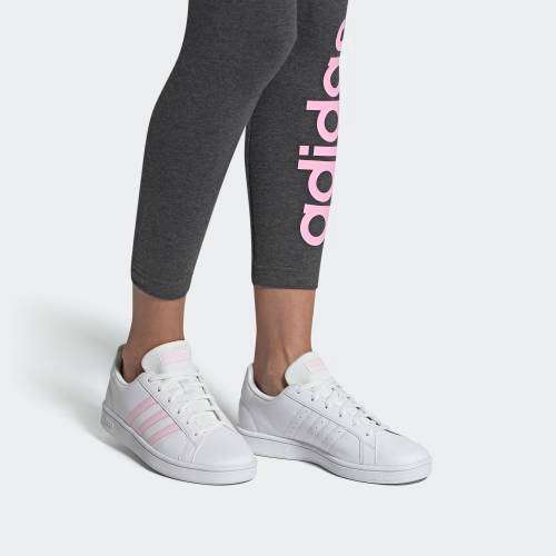 Original Women's adidas Grand Court Base Cloud White/ Clear Pink EE7480 Size UK 8 (SA 8)