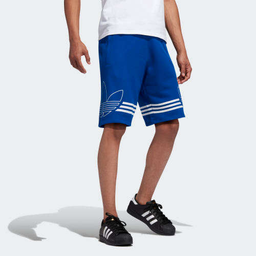 Original Men's ADIDAS OUTLINE TREFOIL Shorts COLLEGIATE ROYAL/ WHITE EJ8791 Size Large