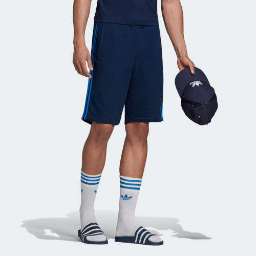 Original Men's ADIDAS Classic 3 Stripes Shorts COLLEGIATE NAVY/ BLUE BIRD CL7834 Size Medium