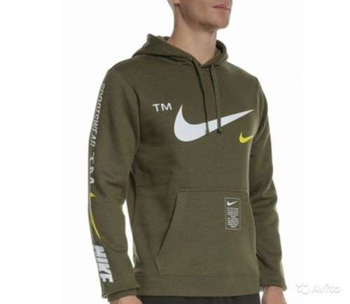 Original Mens Nike Sportswear Club Pullover Warm Hoodie Olive Green CQ4884 395 Size Large