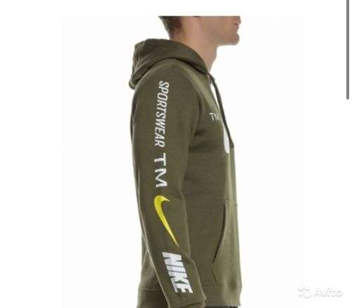 Original Mens Nike Sportswear Club Pullover Warm Hoodie Olive Green CQ4884 395 Size Large