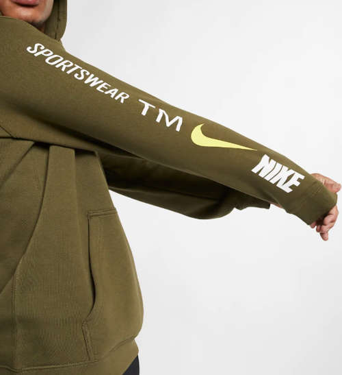 Original Mens Nike Sportswear Club Pullover Warm Hoodie Olive Green CQ4884 395 Size Large