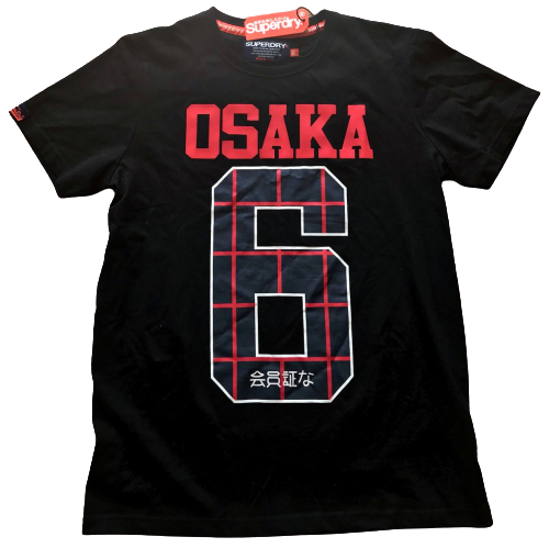 Original Men's SuperDry Osaka 6 Tee Shirt Navy Blue/ Red Size Extra Large