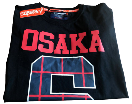 Original Men's SuperDry Osaka 6 Tee Shirt Navy Blue/ Red Size Extra Large
