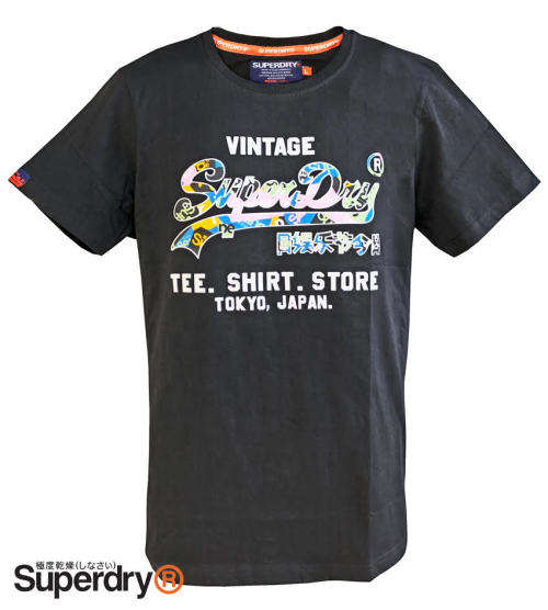 Original Men's SuperDry Fashion Tee Shirt Black Size Large