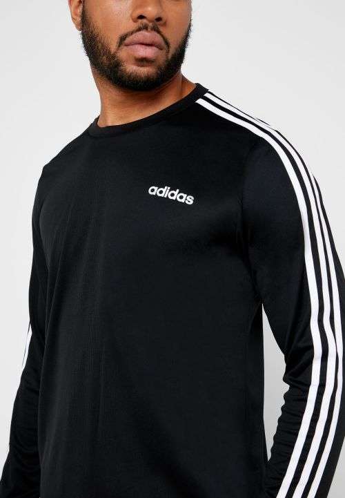 Original Men's adidas Designed 2 Move Climalite 3 Stripes Long Sleeves Black EI5647 Size Medium