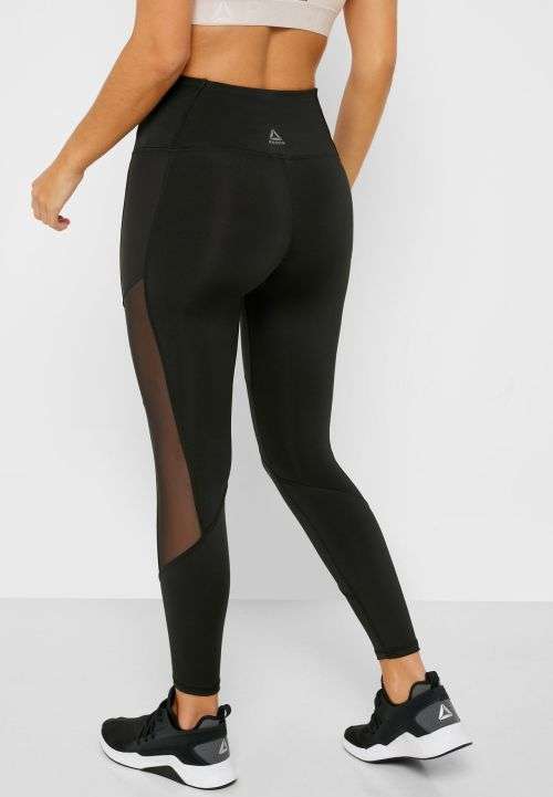 Original Womens Reebok Studio Mesh Tights Black EB8094 Size Medium