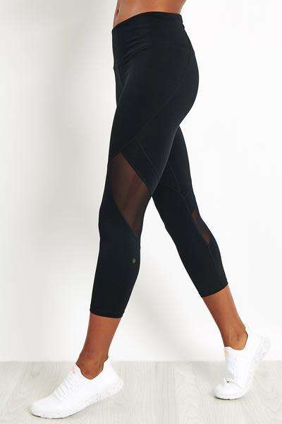 Original Womens Reebok Studio Mesh Tights Black EB8094 Size Medium