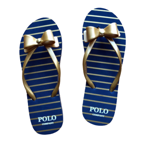 Original Women's POLO Summer Flip Flops Navy /Gold Stripes Size UK 6 (SA 6)