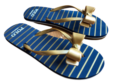 Original Women's POLO Summer Flip Flops Navy /Gold Stripes Size UK 6 (SA 6)