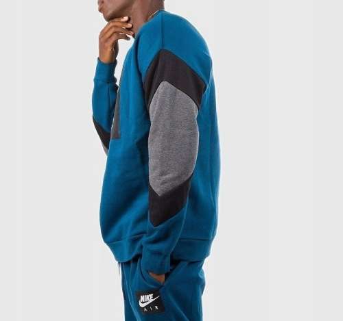 Original Mens NIKE AIR FLEECE Crewneck Sweatshirt Blue Force/ Black/Grey CD9220 474 Size XL