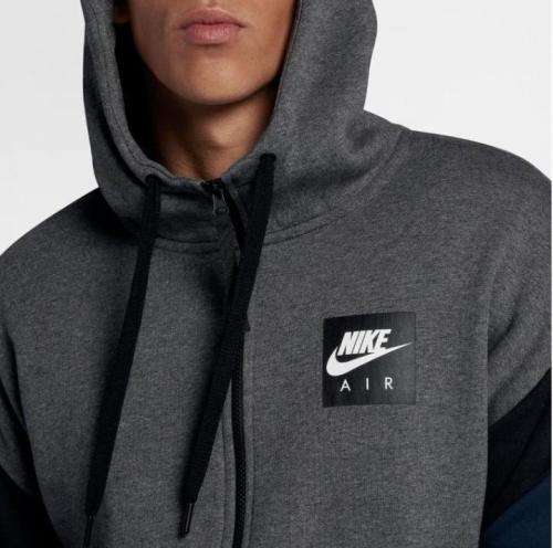 Nike Air Men's Hoodie Full Zip Fleece Warm Grey/ Black/ Navy (STD. FIT) CD9222 071 Size XL
