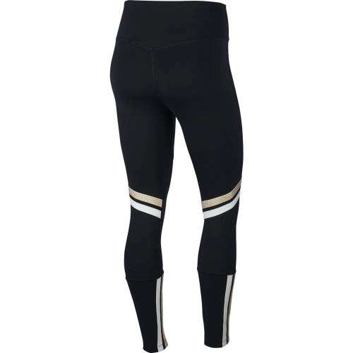 Original Women's Nike One Icon Clash 7/8 leggings Black/ Metallic Gold BV5362 010 Size Medium