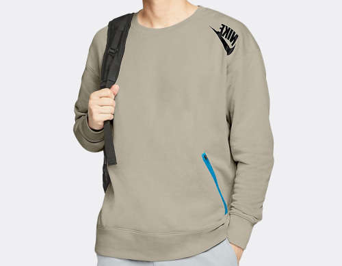 Original Mens Nike Sportswear French Terry Crew String/ Laser Blue CT9762 221 Size Extra Large