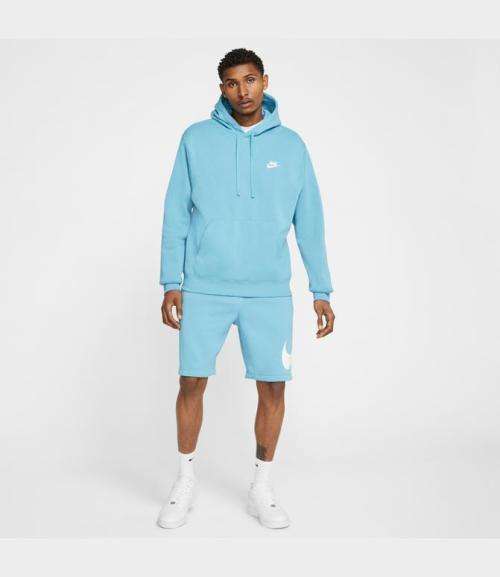 Original Mens Nike Sportswear Club Hoodie Fleece Cerulean/ White BV2654 424 Size Large