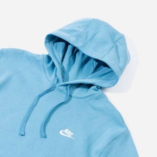 Original Mens Nike Sportswear Club Hoodie Fleece Cerulean/ White BV2654 424 Size Large