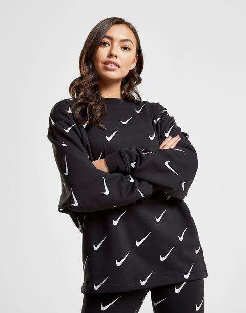 Original NIKE Womens Rally Print Metallic Crewneck Sweatshirt (LOOSE FIT) CJ5020 010 Size Large