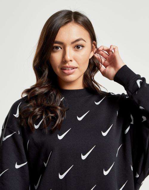 Original NIKE Womens Rally Print Metallic Crewneck Sweatshirt (LOOSE FIT) CJ5020 010 Size Large