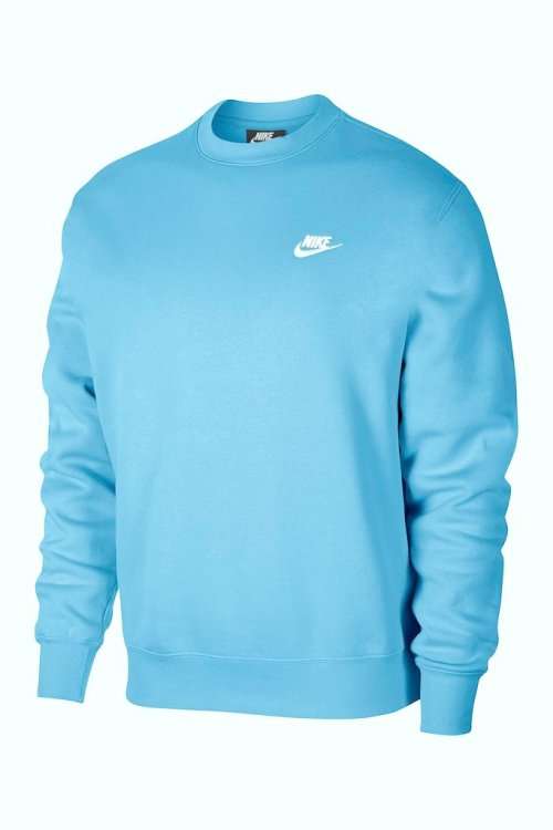 Original Mens NIKE Sportswear Club Crew Sweatshirt Fleece Blue BV2662 424 Size Medium