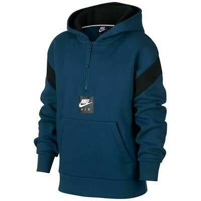 Original Boys Nike Air Half Zip Pullover Hoodie Blue/ Black CJ4345 474 Size Large