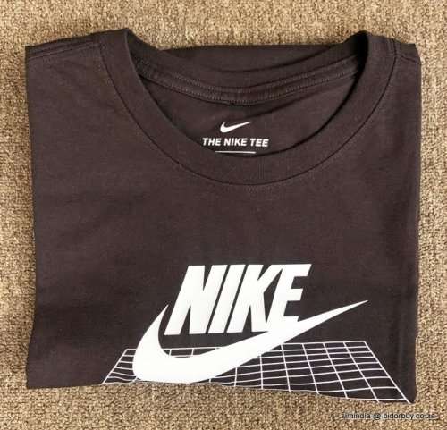 Original Mens NIKE Air Force 1 Tee Shirt 100% Cotton Dark Brown CI5584 220 Size Large