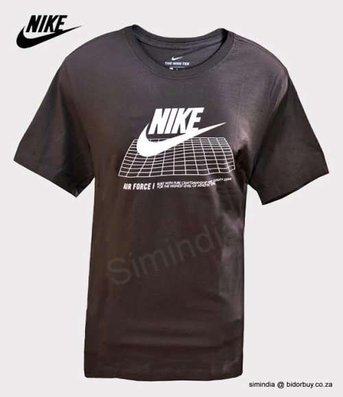 Original Mens NIKE Air Force 1 Tee Shirt 100% Cotton Dark Brown CI5584 220 Size Large