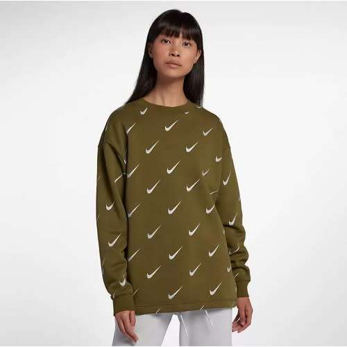 Original NIKE Womens Rally Print Metallic Crewneck Sweatshirt (LOOSE FIT) CJ5020 368 Size Medium