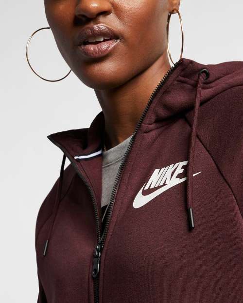Original NIKE Womens Sportswear Rally Full-Zip Hoodie Burgundy CI1179 652 Size Medium
