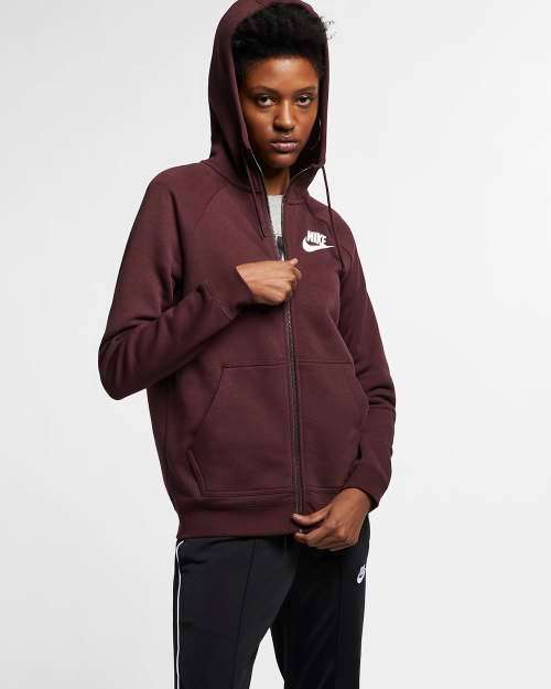 Original NIKE Womens Sportswear Rally Full-Zip Hoodie Burgundy CI1179 652 Size Medium
