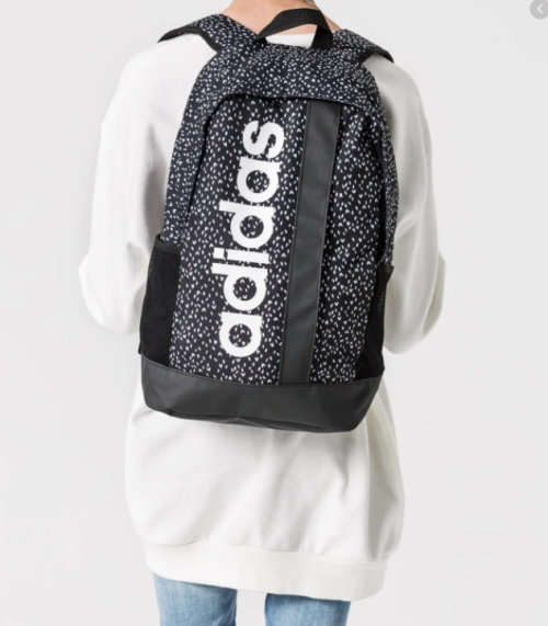 Original adidas Unisex Linear Graphic Backpack Medium Black/White ED0299