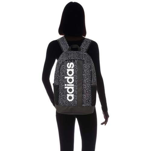 Original adidas Unisex Linear Graphic Backpack Medium Black/White ED0299