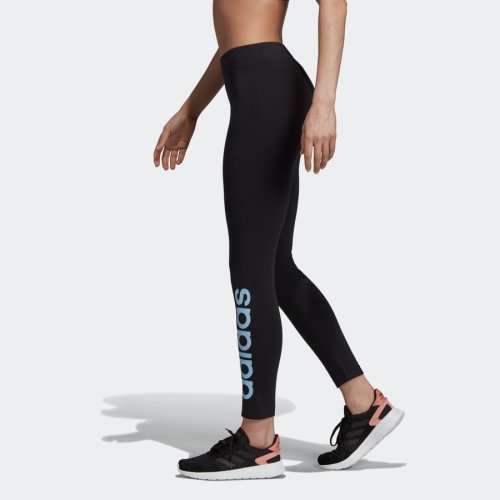 Original Women's adidas ESSENTIALS LINEAR TIGHTS Black FM7575 Size Extra Large