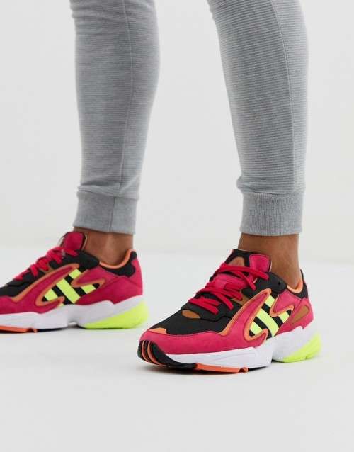 adidas Men's YUNG 96 CHASM Core Black/ Hi Res Yellow/ Energy Pink EE7229 Size UK 10 (SA 10)