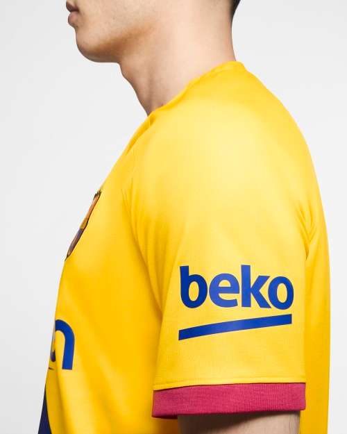 Original Mens NIKE FC Barcelona 2019/20 Stadium Away Jersey Varsity Maize AJ5531 728 Size Large