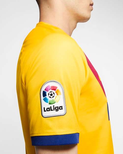 Original Mens NIKE FC Barcelona 2019/20 Stadium Away Jersey Varsity Maize AJ5531 728 Size Large
