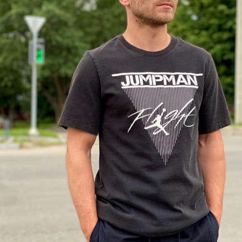 Original Men's Nike Jordan Jumpman Flight Tee Faded Black CD5642 010 Size Extra Large