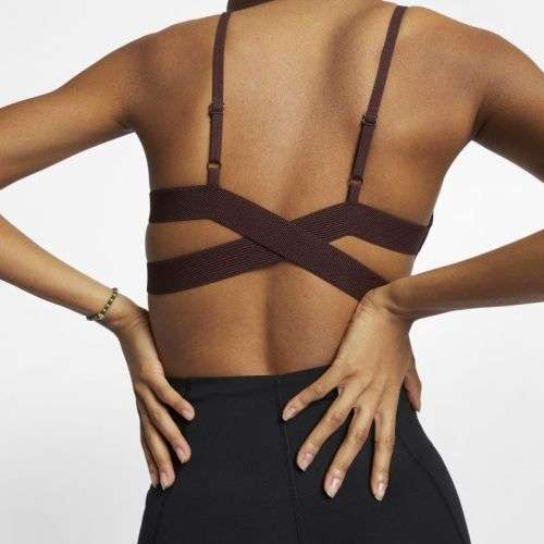 Original NIKE Women's Indy Ribbed Light Support Sports Bra Brown CN5255 233 Size Medium