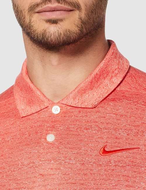 Original Mens Nike Dri Fit Vapor Heather Golf Polo 2019 Habanero Red/Pure AT8870 634 Size Large