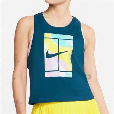 Original Nike Women's Court Cropped Tennis Tank Top Valerian Blue CT4376 432 Size Medium