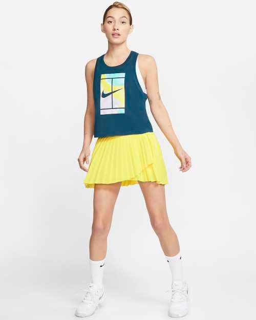 Original Nike Women's Court Cropped Tennis Tank Top Valerian Blue CT4376 432 Size Medium