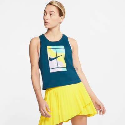 Original Nike Women's Court Cropped Tennis Tank Top Valerian Blue CT4376 432 Size Medium
