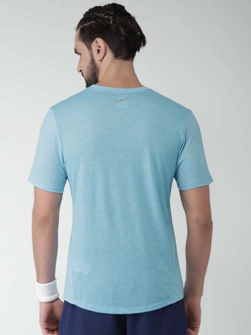 Original Mens NIKE Running Dri-FIT Tee Rise 365 Perforated Mélange Blue AT3929 301 Size Large